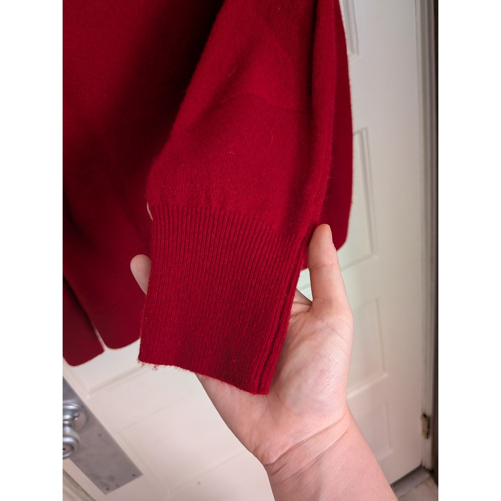 Nordstrom Collection Red 100% Cashmere Classic Crew Neck Sweater Size Large - Picture 3 of 6